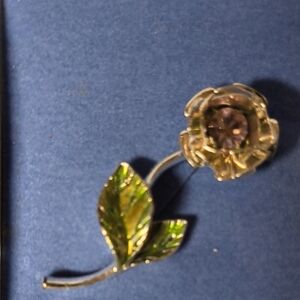Avon Gold and Green Floral Brooch